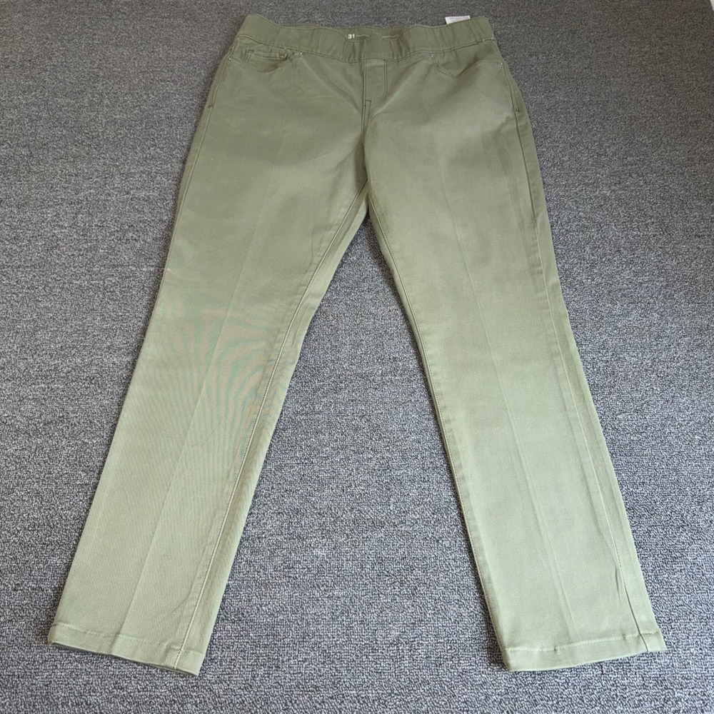 Levis Womens Pull On Straight Leg Chino Pants Olive Green Size 31 Stretch Cotton